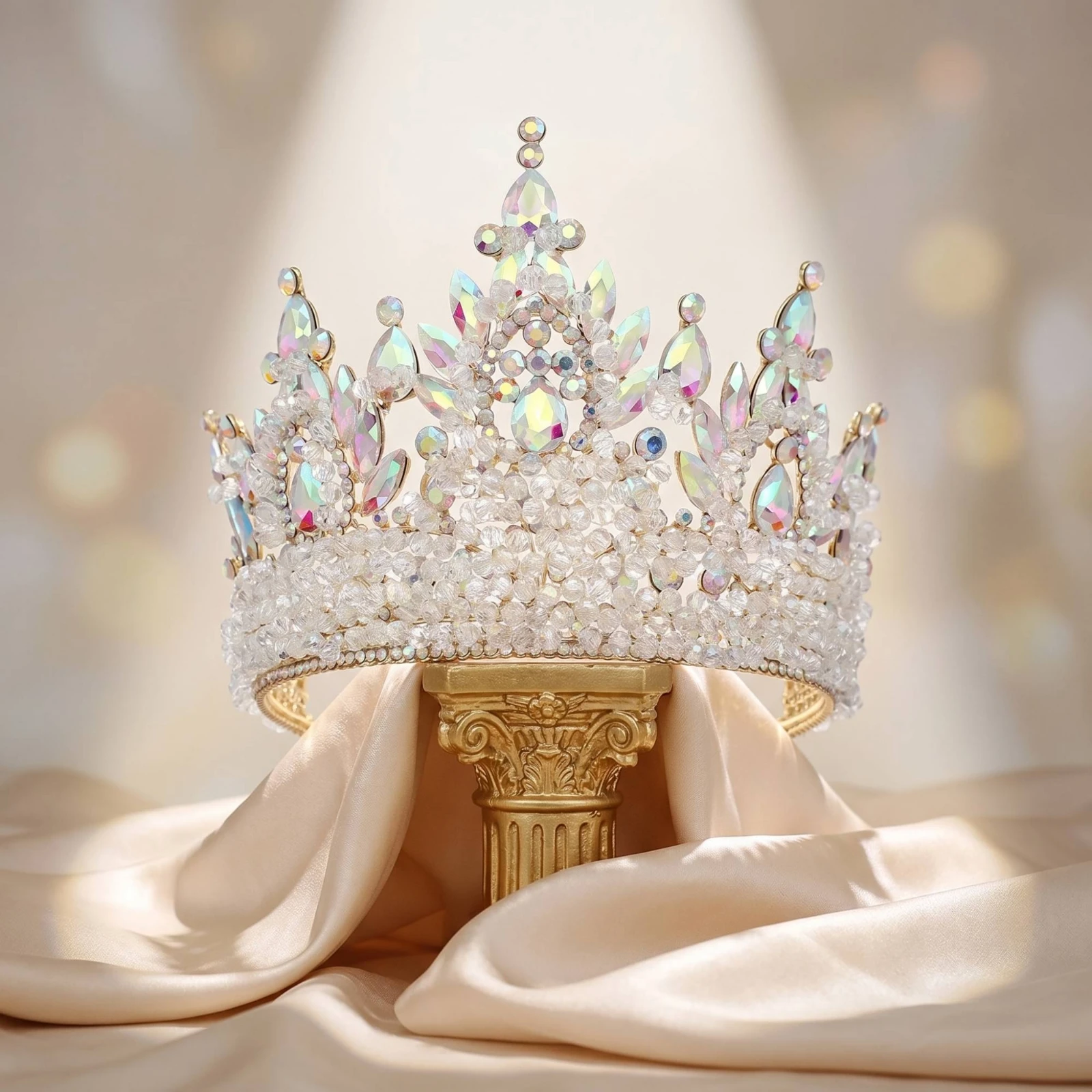 Rhinestone Crown with Comb Sparkling Rhinestone Crown Tiara with Comb Glittering Headpiece Dramatic for Performers