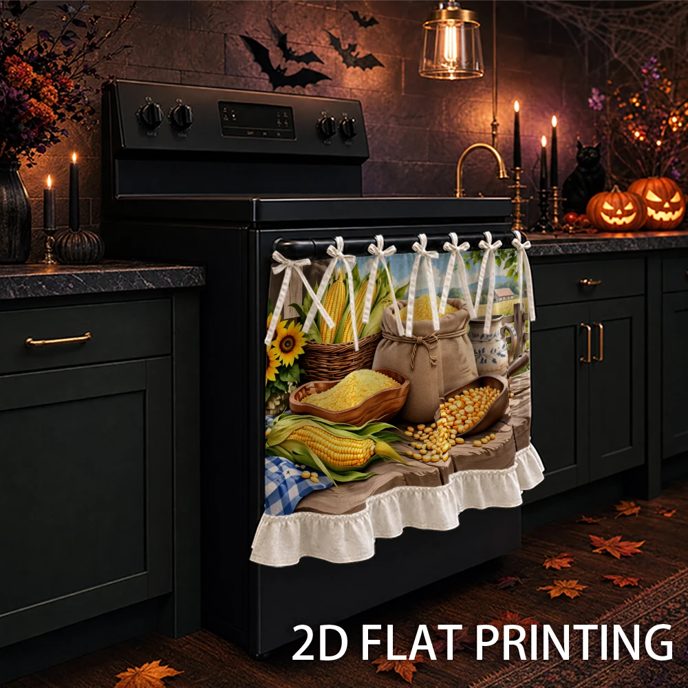 1PC Kitchen Curtain-Cabinet Curtain-Apron. It is printed with corn and sunflower patterns. Perfect for rustic kitchen decor.