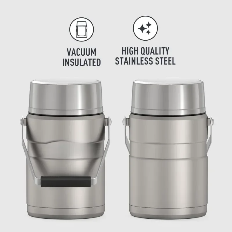 Stainless King Vacuum-Insulated Food Jar with 2 Storage Container Inserts, 47 Ounce, Matte Steel