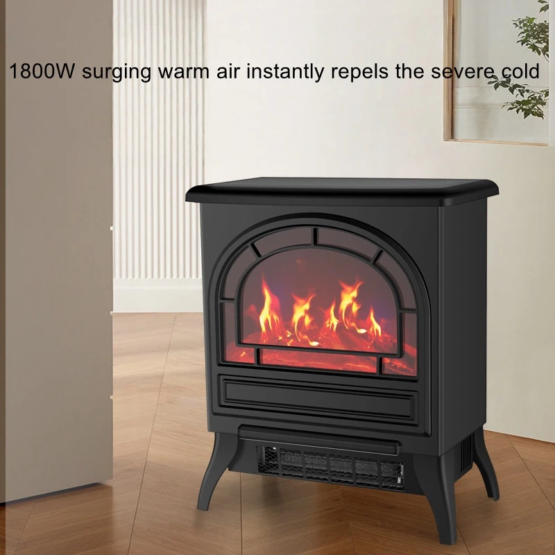 European Style Fireplace Heater 3D Simulated Flame Space Heater Radiator Warm Air Fan