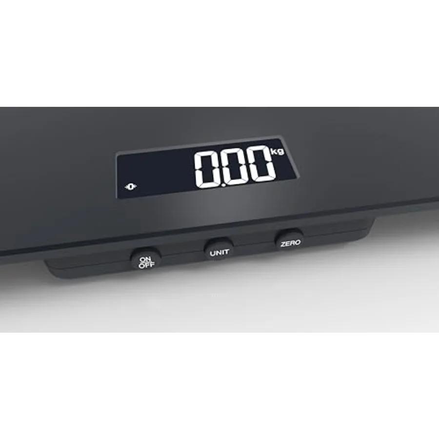 Veterinary dog scale for pet clinics: tempered glass platform, black, 400 lb capacity, anti-slip mat, built-in display, 32 x 16
