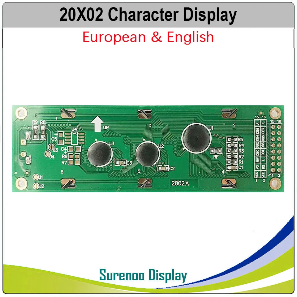 Imagem -04 - Inglês Europeu 202 20x2 2002 Caracteres Lcd Módulo Painel de Tela Lcm Stn Amarelo Verde Azul Led Backlight