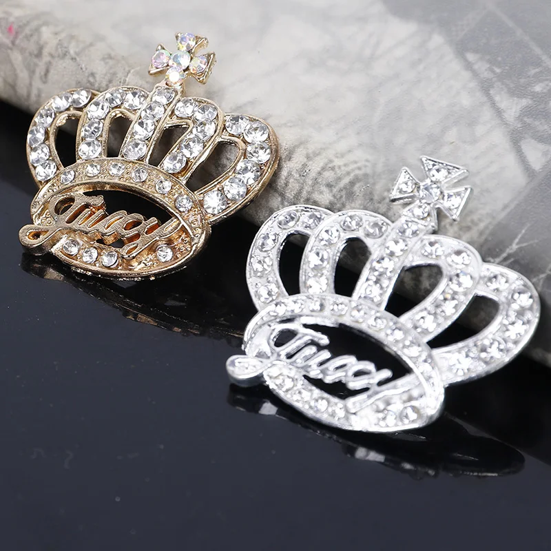 Engood 50Pcs English Letter Crown Rhinestone Buckles Sewing Trim & Embellishments Craft Button DIY Hair Accessories Decorative