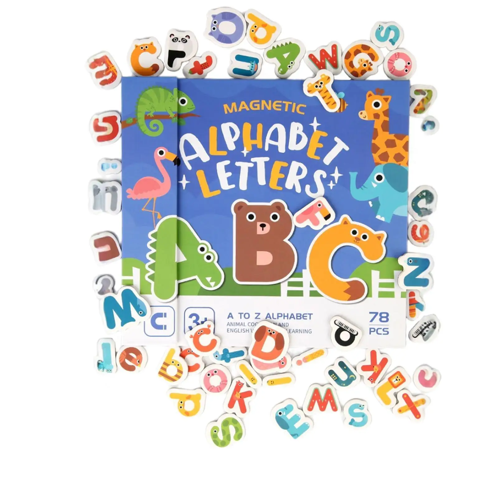 Alphabet Upper & Lowercase Abc Letter Recognition Cartoon for Early Spelling Portable Alphabet Blocks for Boys Girls Kids