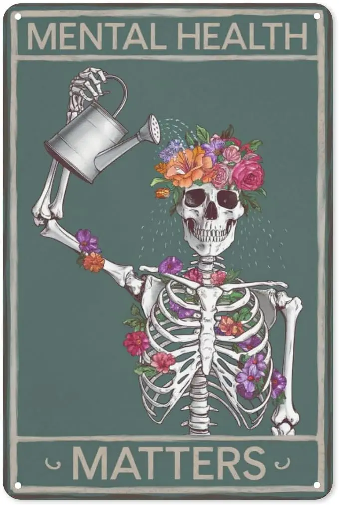 Gothic Wellness Tin Sign 8X12IN Edgy Metal Wall Art for Therapy Office, Altar & Mental Advocacy Decor sign