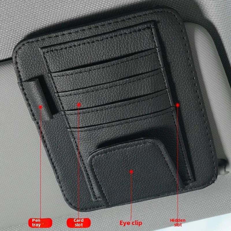 

Car Sun Visor Clip With Zipper Organizer Holder Kit Universal Visor Panel Multi-Pocket Portable Ticket Card Glasses Tidying Case