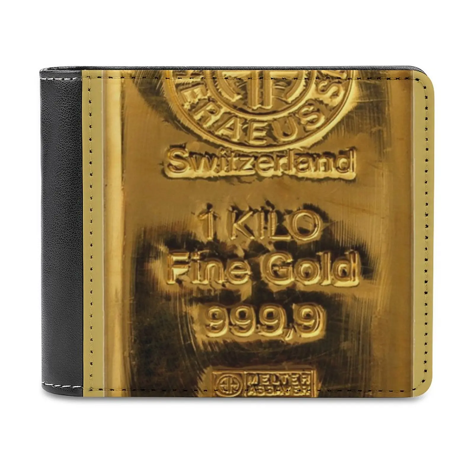 Switzerland Fine Gold Men'S Wallet Leisure Travel Lightweight Portable Wallets Short Style Male Purse Swiss Suiss Gold Bar