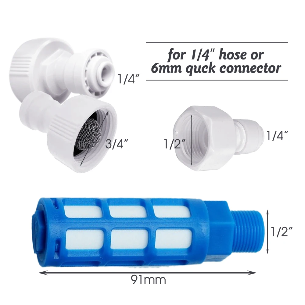 White 6mm PE Tube Quick Connector 1/4