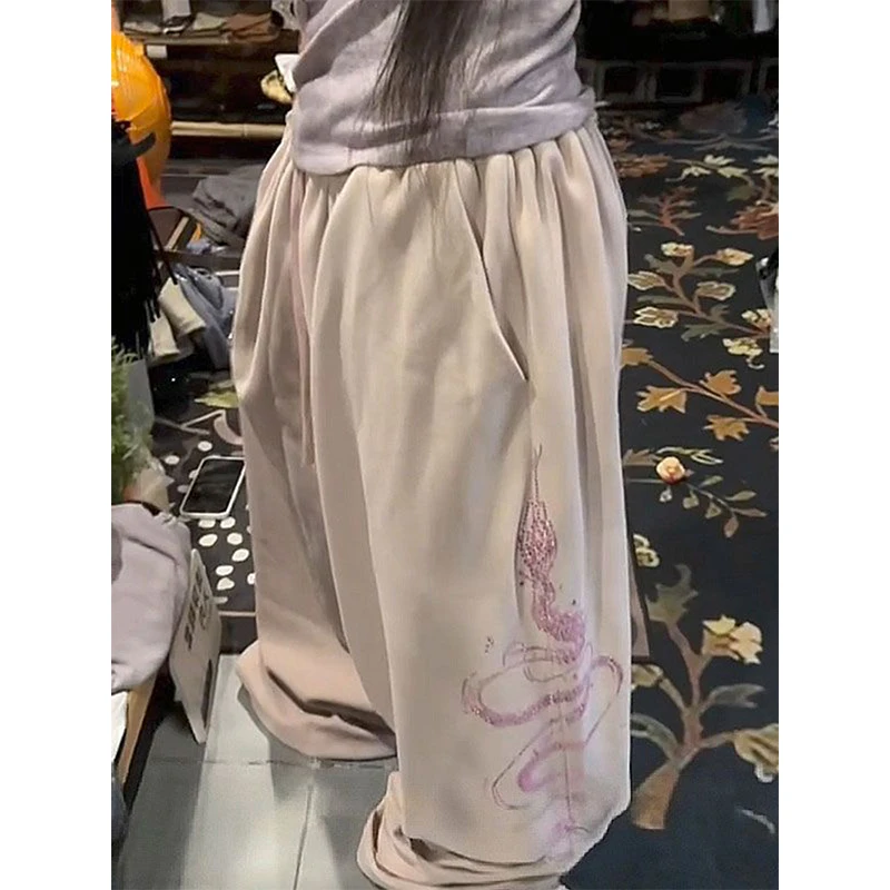MEXZT Y2K Diamond Sweatpants Women Streetwear Baggy Joggers Harajuku Hip Hop Print Wide Leg Pants Summer Fashion Casual Trousers