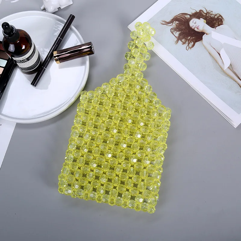

Transparent Bead Beach Bags Women Summer Bead Acrylic High Quality Hand-woven Fashion Woven Phone Bag Exquisite Purses
