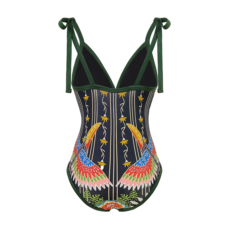 Drukowany Zestaw Bikini Sexy Push Up 2025 Damski Strój Kąpielowy Głęboki Dekolt V Brazylijski Strój Plażowy Jednoczęściowy Kostium Kąpielowy Spódnica Biquini