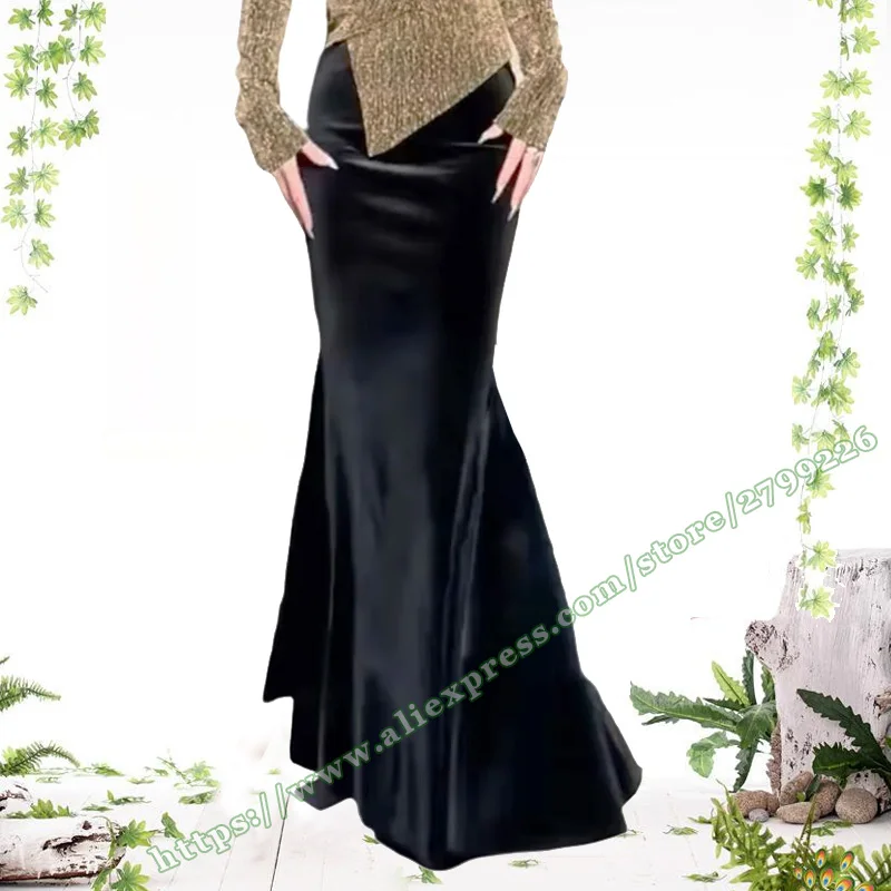 4XL XXXXL Plus Size Black Gold Velvet Plus Size high waist hip slim fit women's long skirt for Womens Maxi Skirts