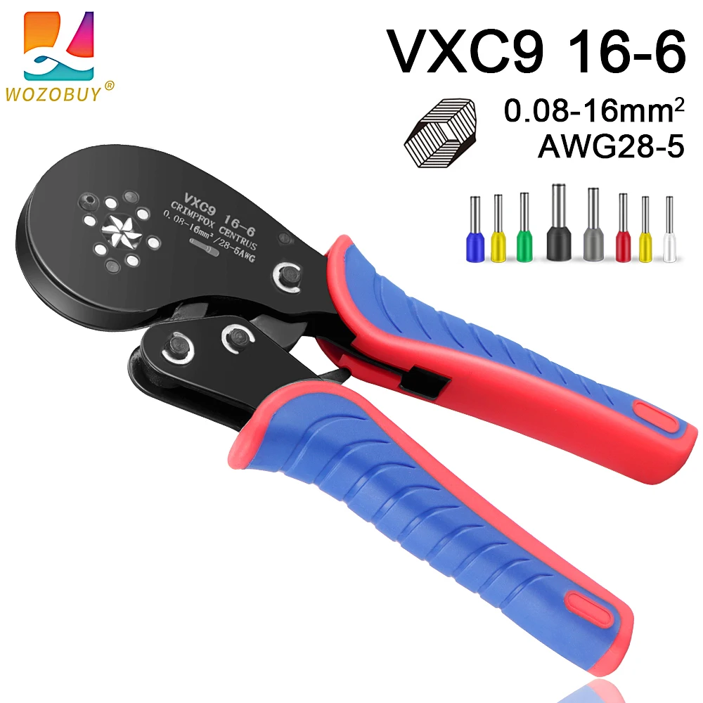 Ferrule Crimping Tool VXC9 16-6 0.08-16mm²/28-5AWG Tubular Terminal Mini Pliers For Large Size Terminals Electrical Clamps