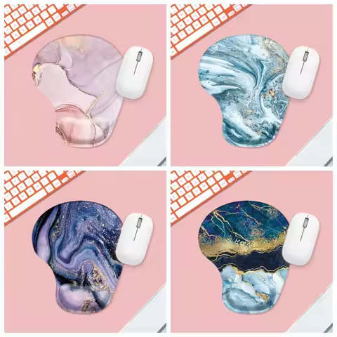 Marbled Texture Wrist Rest Mouse Pad Ergonomic Non Slip Hand Support Mouse Mat Comfortable Oil Painting Gaming Mousepad