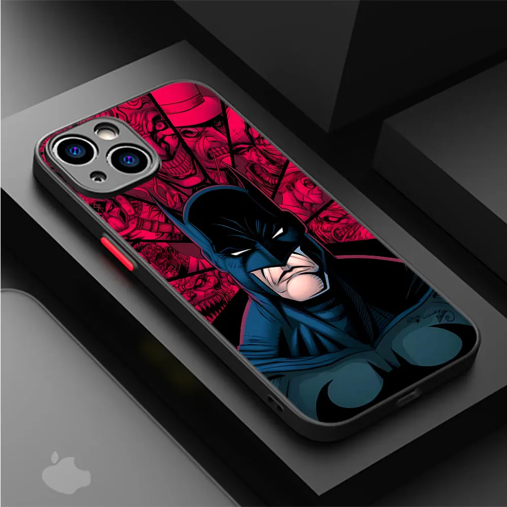 Super Hero Black B-Batman Phone Case for Apple iPhone 15 16 Pro XS Max 13 14 Plus XR SE 7 8 12 11 Pro plus Matte