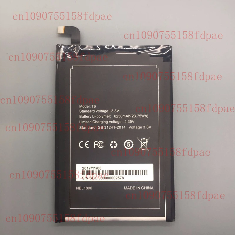 

T6 - New 6250mAh battery for Homtom HT6 & Doogee T6
