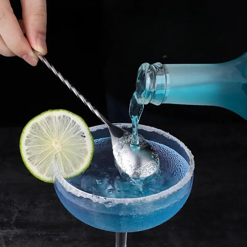 304 Stainless Steel Water Drop Fine Thread Cocktail Mixing Spoon Mini Bar Kitchen Utensils for Professional Mixology