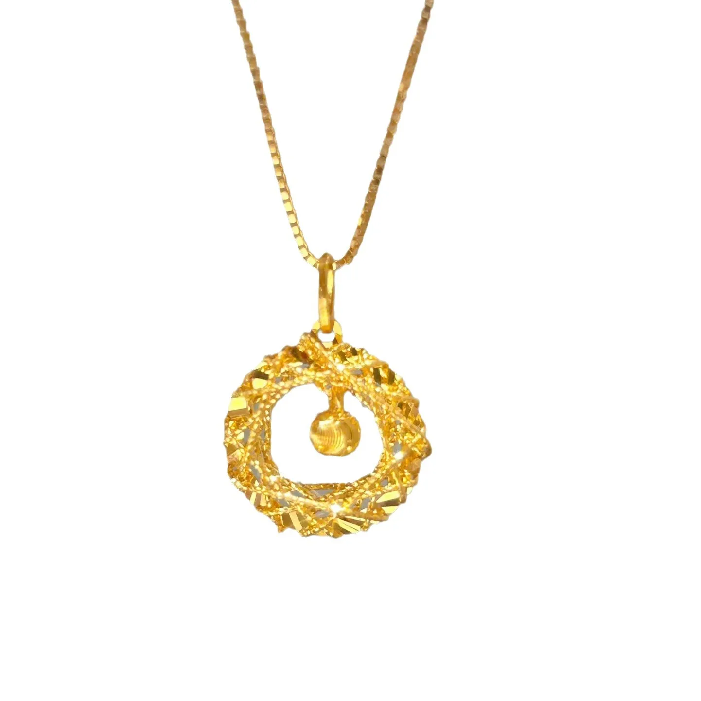 Luxury 24K 9999 Pure Gold real gold Bird's Nest Necklace Pendant Woven Dream Net Necklace Women's Clavicle Chain