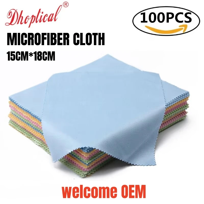 100 Pieces Lens Cleaning Cloth Microfiber Material 15cm*18cm For Eyeglasses and Digital By Dhoptical