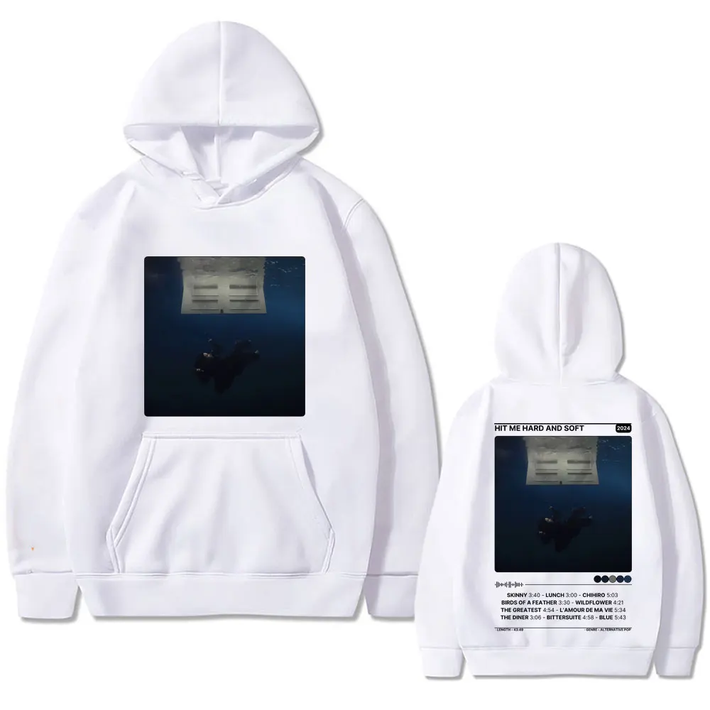 Hit Me Hard and Soft Graphic Print Hoodie Men Women's Hip Hop Fashion Art Aesthetic Pullover Male Casual Oversized Streetwear