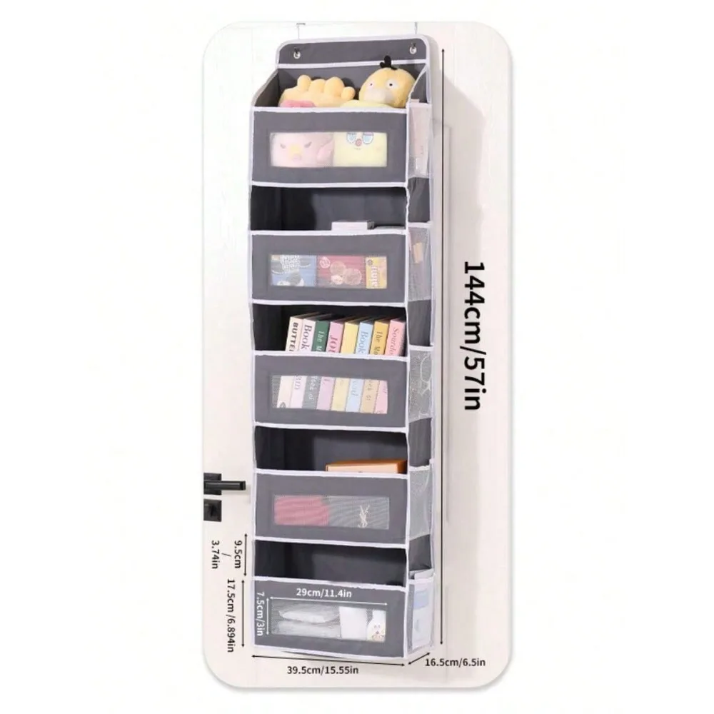 

5th Floor Back Door Organizer - 44 Lb Heavy-Duty Space-Saving Wall-Mounted Storage Rack, Anti-Roll Design, No Drilling Required, Easy-Clean Fabric Construction, Suitable For Wardrobes, Bathrooms, Kitchens, Daycare Centers - Grey, For Home Organization