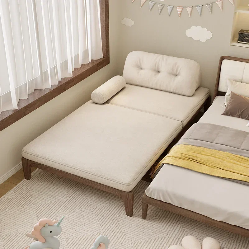 

A Solid wood sofa bed folding sitting and lying dual-purpose multi-functional small apartment study bedroom balcony single