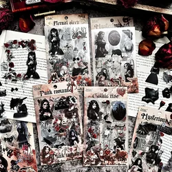 6 Sheets/pack Scary Vampire Dark Gothic Waterproof PET Die-cut Sticker Bag Retro Journal Album Decorative Scrapbook Collages