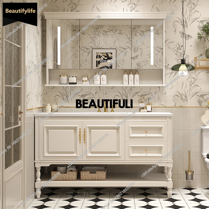B567 Luxury Modern Orgnizer Bathroom Cabinet Drawers Doors Standing Restroom Home Cabinets Toilet Mirror Mobile Bagno Furniture