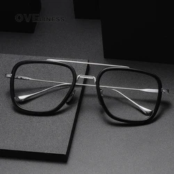 2025 Acetate Titanium Glasses Frame Men Retro Vintage Square High Quality Ultralight Eyeglasses frames Male Eyewear Spectacle