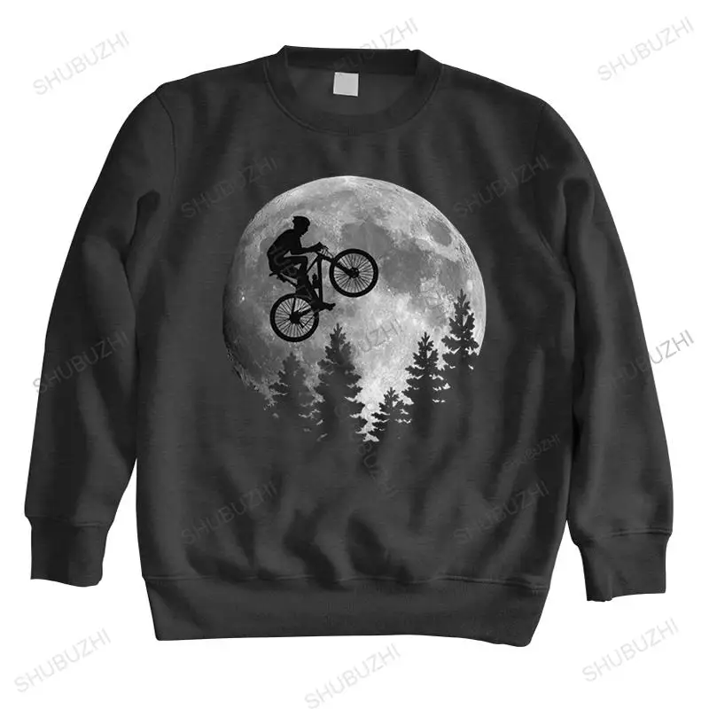 Cool Moon Mountain Bike sweatshirt Men MTB Biker hoodies Cyclist Graphic sweatshirts Pre-shrunk Cotton Biking Rider hoody Gift