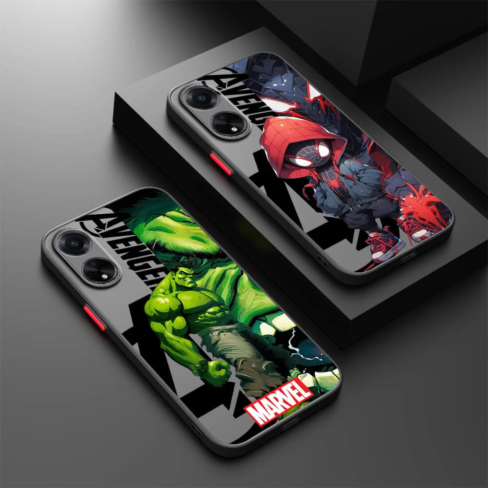 

Marvel Avengers SpiderMan Hulk Frosted Translucent For OPPO X5 X3 A54S A5 A94 A16 A53S A57 A74 A72 A96 A98 A78 5G TPU