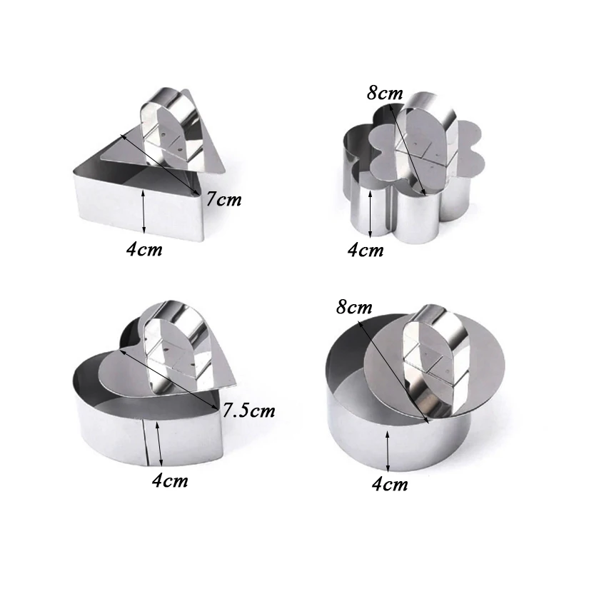 Round Heart Shape Stainless Steel Cutter Mousse Ring Tiramisu Cheese Cake Cutter Mold Tool