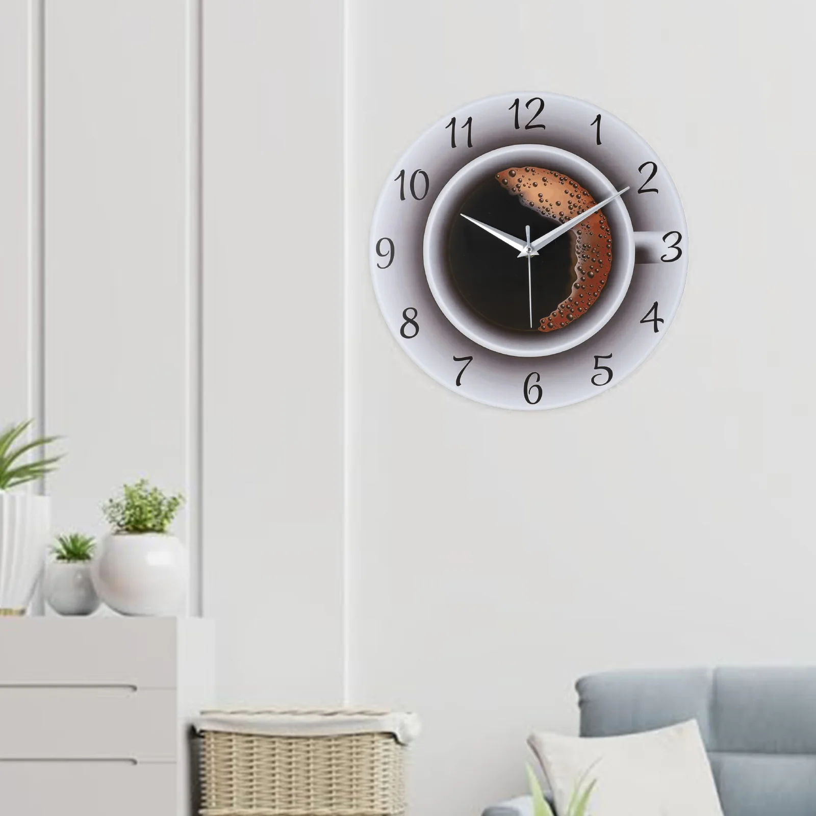 For Reading For Sleep Coffee Wall Clock Coffee Cup Clock Accurate Time Easy To Read Large Numerals Non-ticking Mechanism