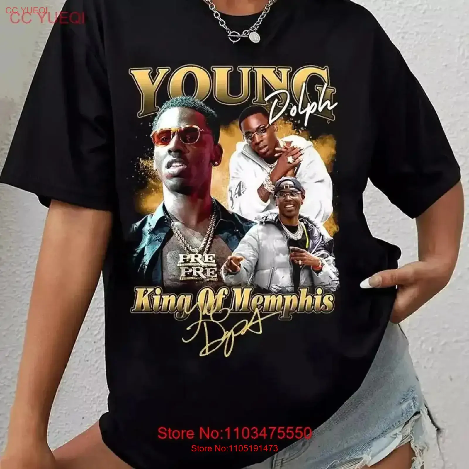 Young Dolph King of Memphis signed T shirt Black Cotton S 3XL vintage Washed Casual fashion Stretched Soft
