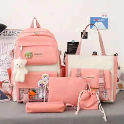 Girls large-capacity shoulder bag Cute carrot rabbit doll pendant Simple versatile schoolbag Boys fashion schoolbag five sets Se