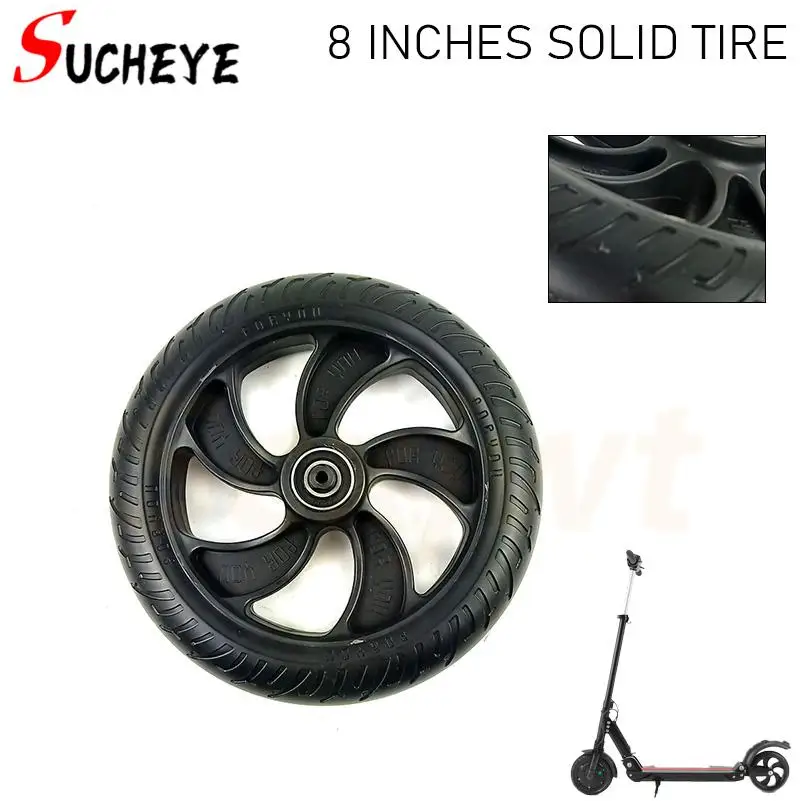 

8-дюймовые цельные колеса прочные и подходят для замены колес электросамокатов.