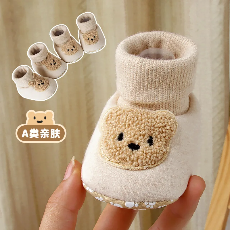 

2026 Infant Walking Shoes for 0-1 Year Old, Soft Sole Anti-Slip Cotton Sock Booties, Unisex Baby First Walkers for Indoor Use