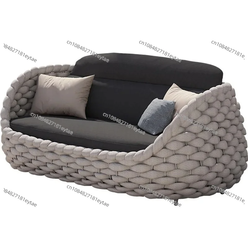 

Outdoor Sofa Courtyard Villa Balcony Rattan Chair Outdoor Terrace Garden Rattan Single Waterproof Sofa Combination