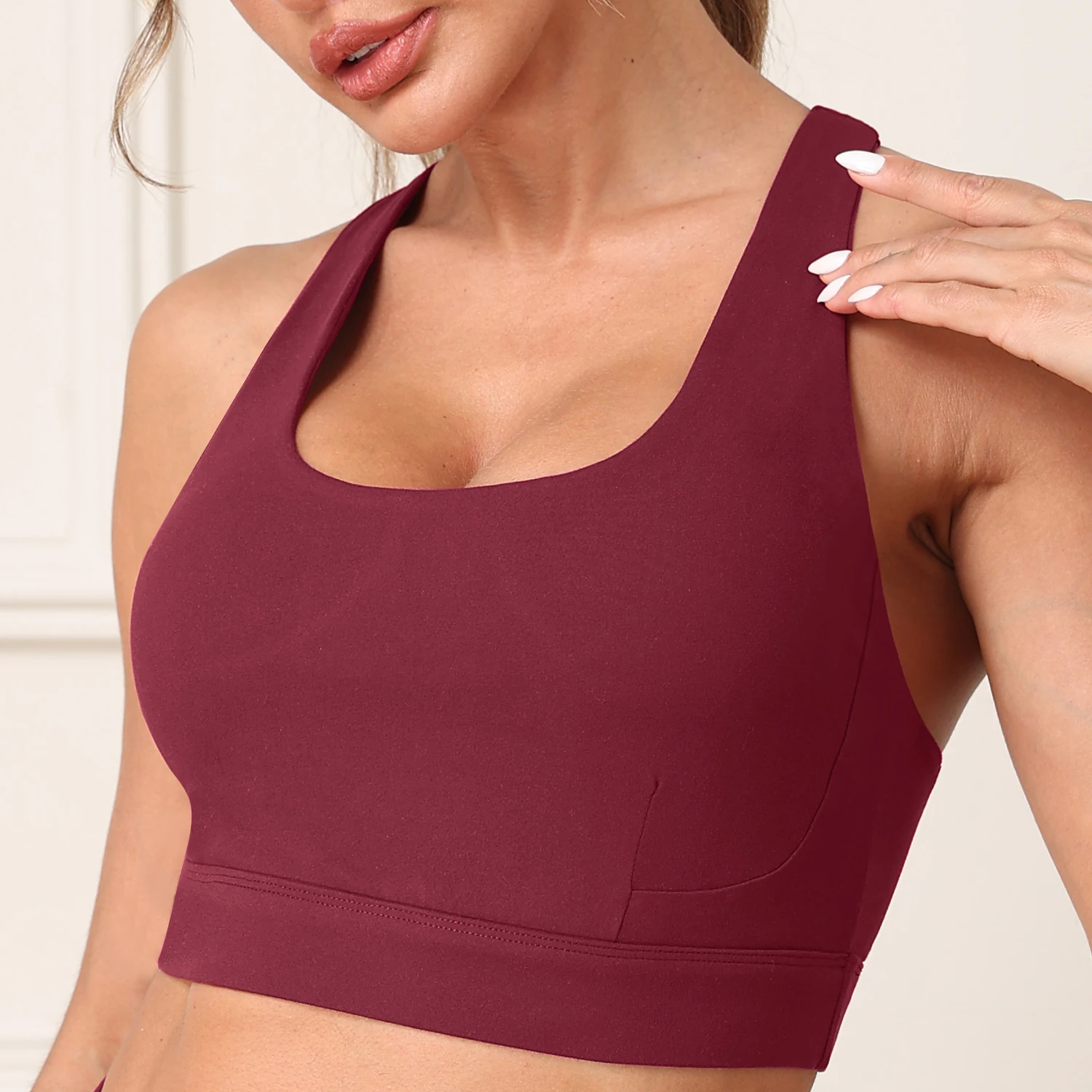 Women's Yoga Bra with Removable Pads Solid Color Stretch Workout Tank Top Beautiful Back T-design Fintness Vest Gym Sportswear image 2