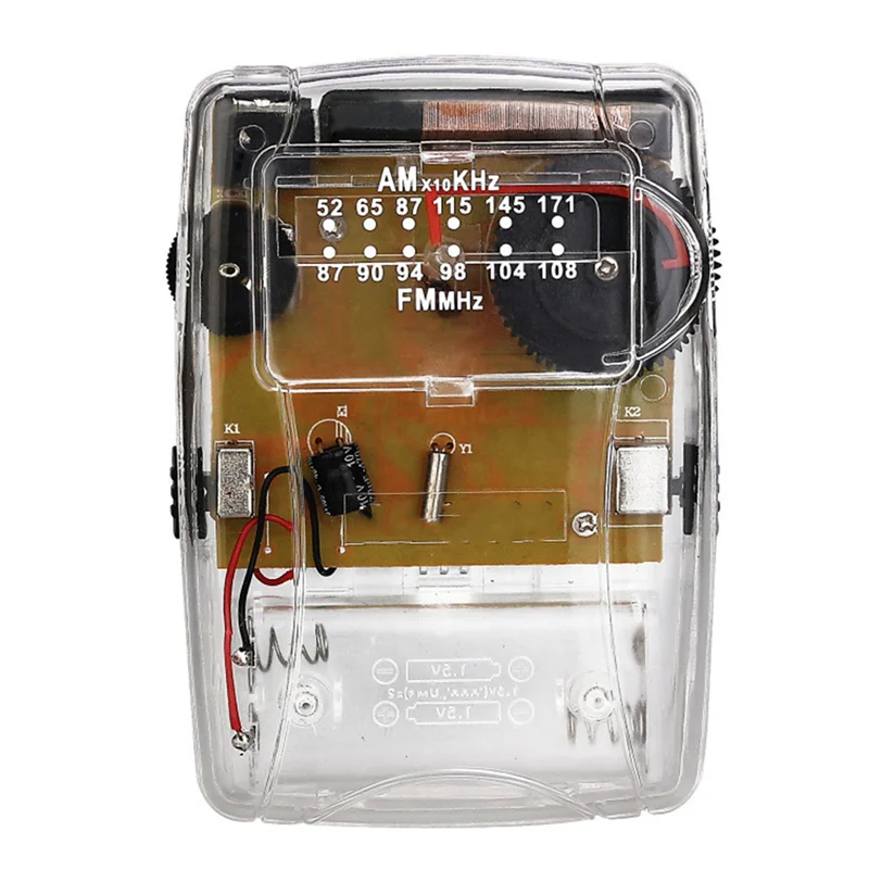 Am/fm ponteiro tuning rádio portátil design transparente suporta fones de ouvido para guia de conferência do museu da igreja sem fm externo