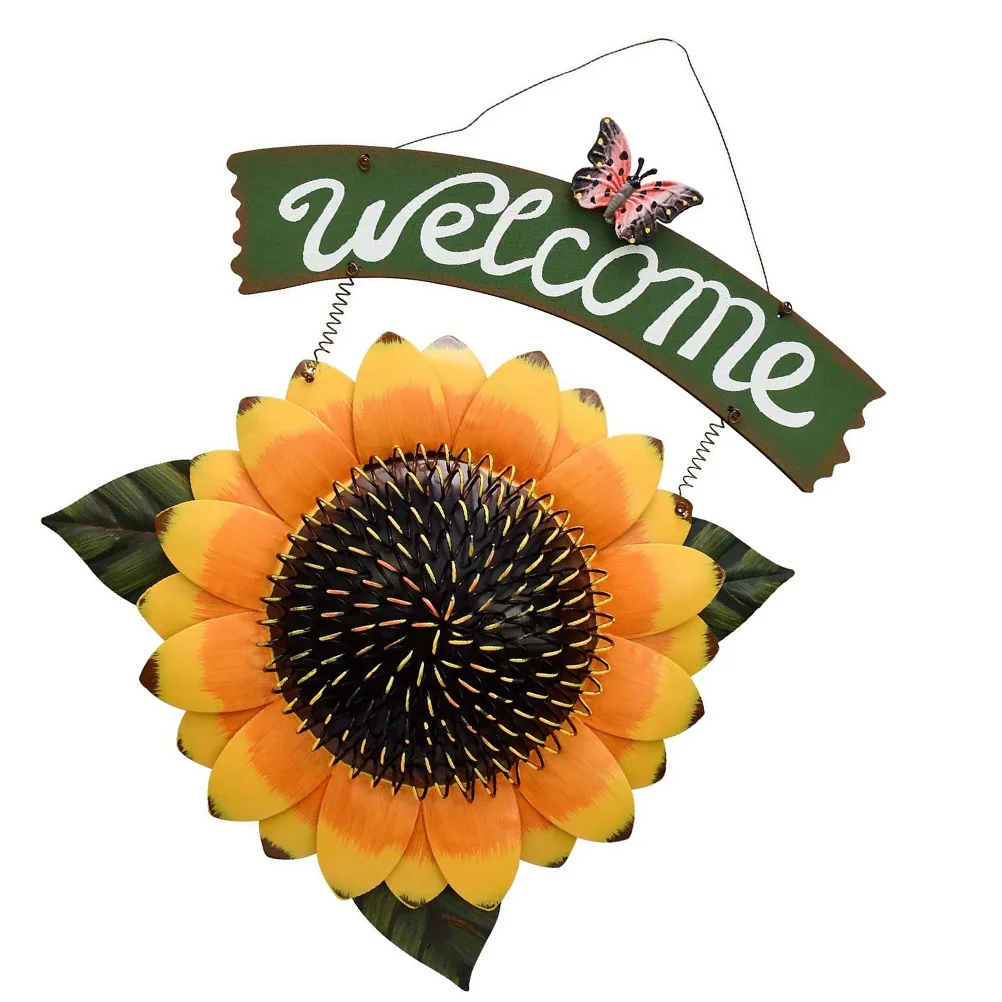 

1Pcs Welcome Board Sunflower Hanging Decor Creative Home Party Scene Decoration Front Door Ornament Welcome Board
