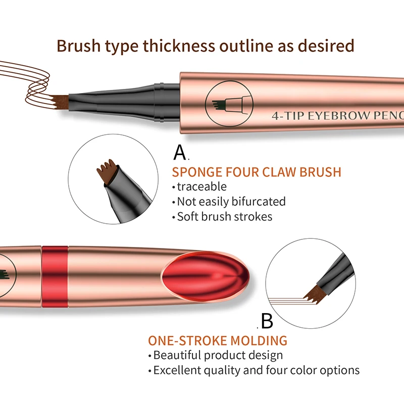 Eyebrow Pencil 4 Tip Microblade Eyebrow Pen Waterproof Eyebrow Pencil Long-Lasting Natural Eye Brow Pencils for Women New