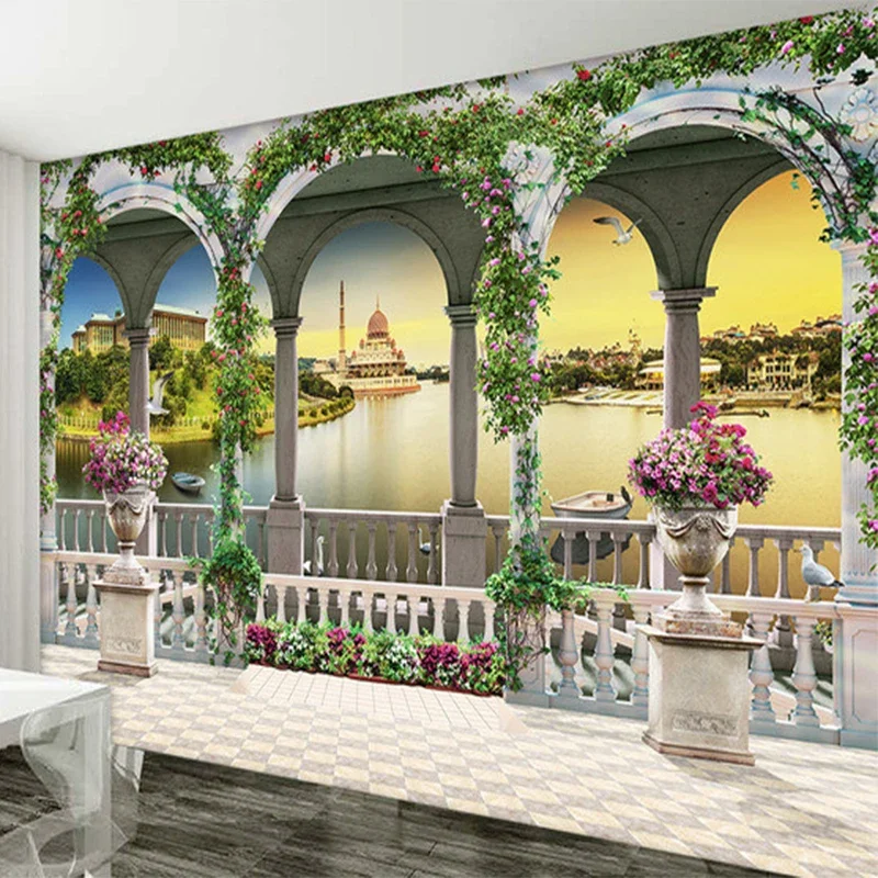 3D Wallpaper European Style Column Nature Landscape Photo Wall Murals Living Room TV Sofa Background Wall Papel De Parede