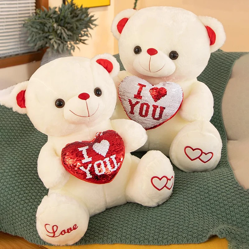 

Girl Valentine's Day Gift Hug Red Heart I Love You Pillow Soft Cartoon Teddy Bear Stuffed Plush Toys Mother's Day Gift