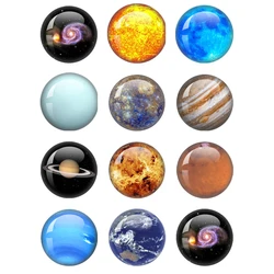 12pcs/Set Full Moon Earth Solar System Planet 12mm-40mm Glass Cabochon Blanks Universe Galaxy Jewelry Making Findings