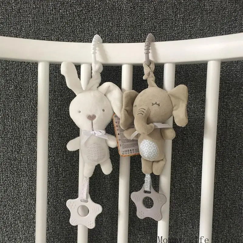Cartoon Animal Shake Pendant Plush Elephant Rabbit Ratche Windchime dla noworodka Zabranie umiejętności trening