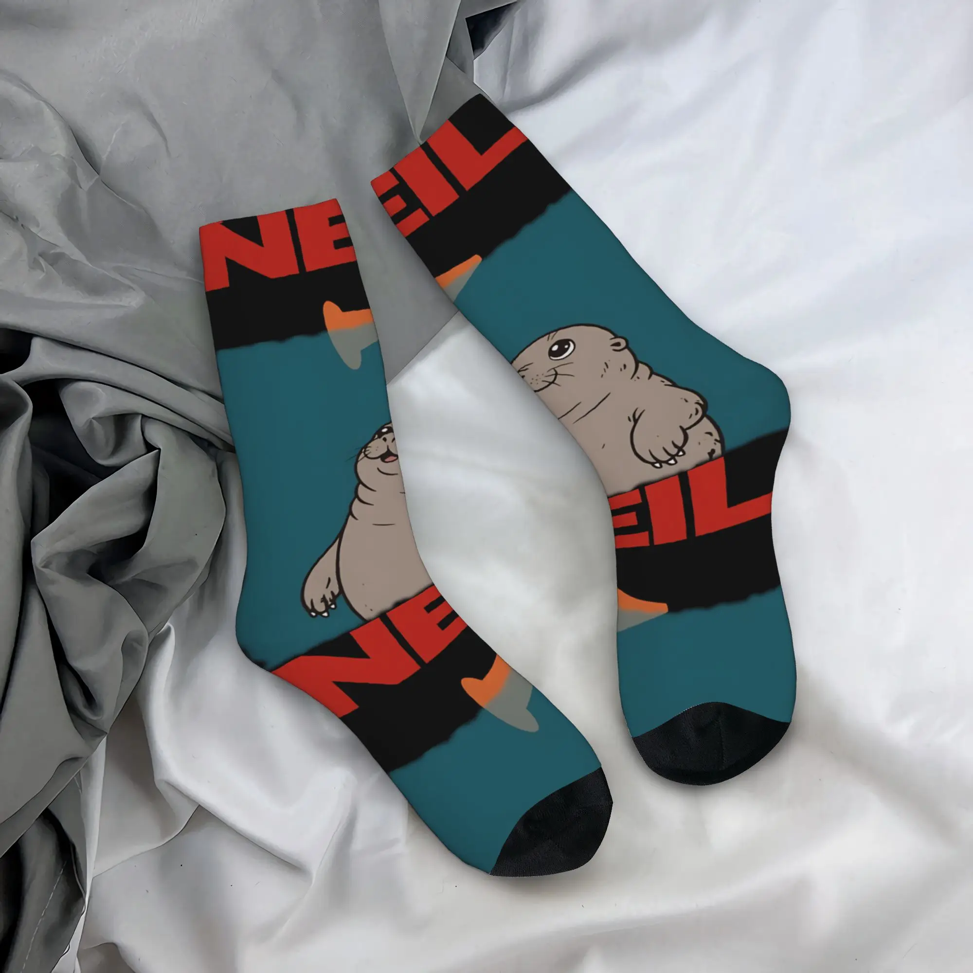 

Happy Funny Male Men Socks Harajuku Neil The Seal Kawaii Sock Polyester Sport Women's Socks Spring Summer Autumn Winter