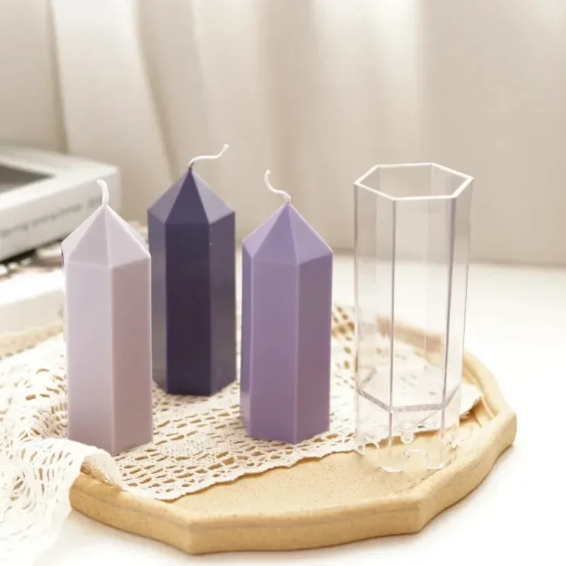 3D Peaked Hexagonal Column Candle Mold Handmade Candle Making Supplies Durable and Easy To Release Plastic Acrylic Mould Kit