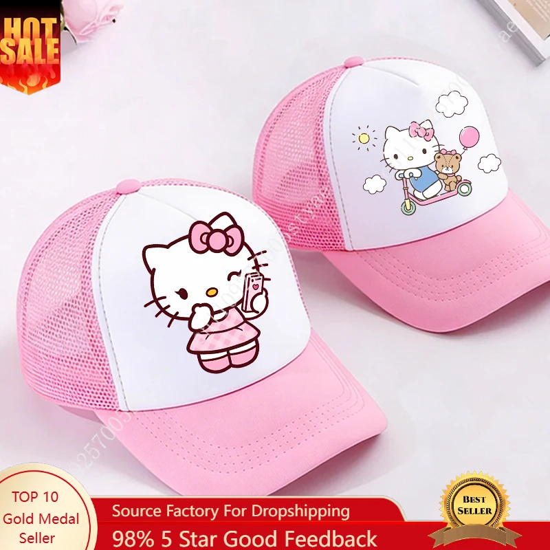 

Cute Kitty Baseball Cap for Girl Woman Sanrio Anime Outdoor Casual Sunshade Adjustable Mesh Hat Kids Adult Sport Cap Kawaii Gift