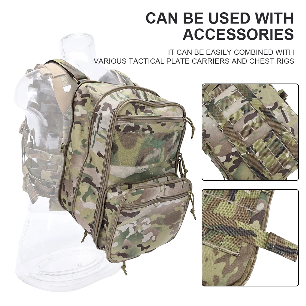 500D Nylon Tactical Flatpack D3 Backpack Hydration Carrier Expansible Molle Pouch Airsoft Multipurpose Vest Assault Travel Bag